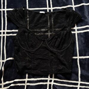Garage Black Lace Cropped Top